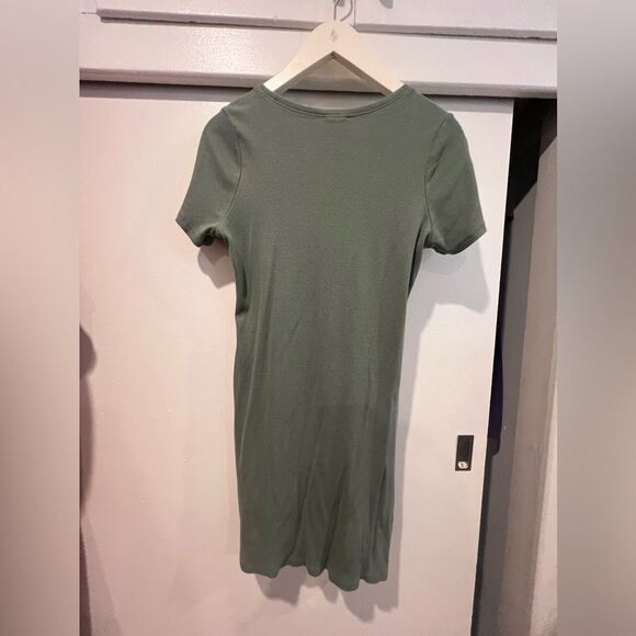 Open edit soft ribbed muted green shirt dress size large mini dress tee shirt L - Picture 15 of 15
